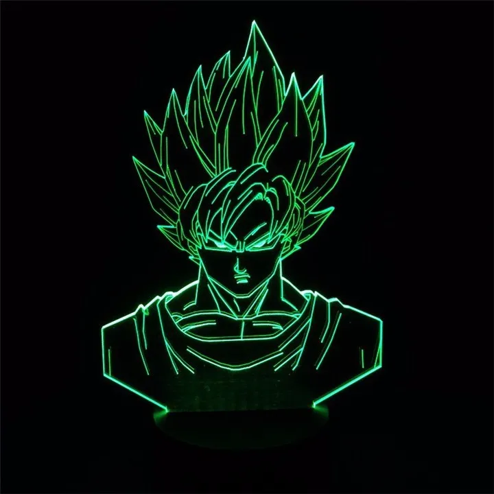 Figurines lumineuses stéréo Dragon Ball Z Super Saiyan 3 Goku lampe de table 3D 7 couleurs changeantes Figuras veilleuse Vegeta Arti Culados Kid cadeau 