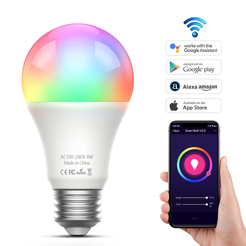LED Light Source and Aluminum Lamp Body Material Apple Homekit WiFi led smart lights bulb