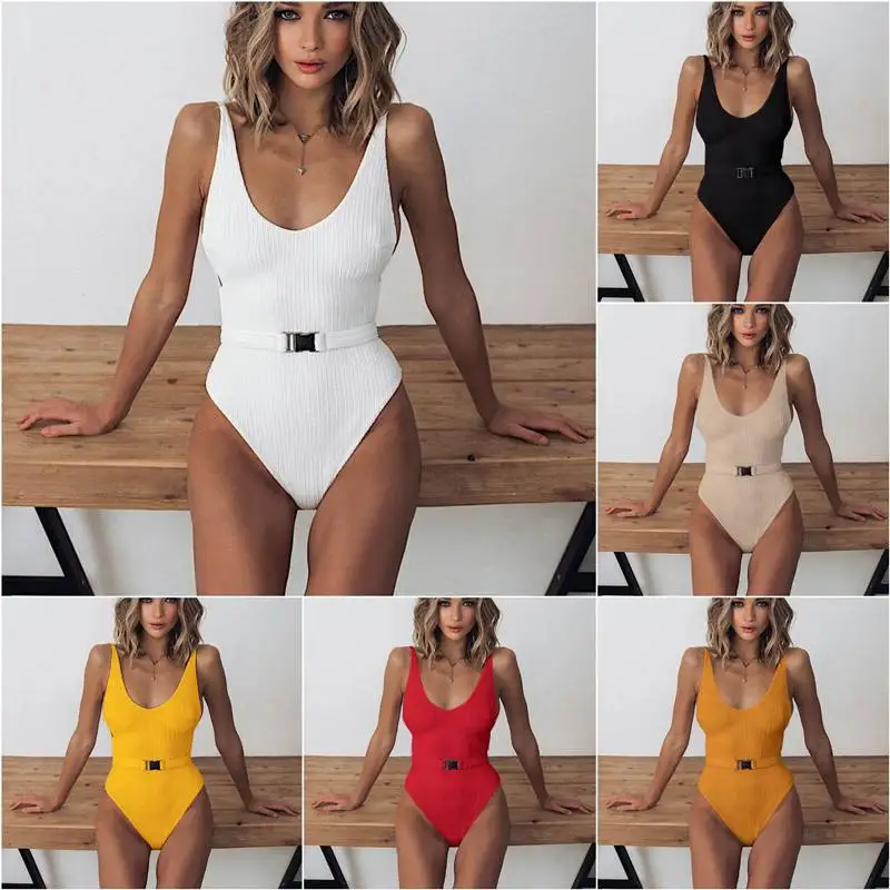 high cut one piece swimsuit with padding