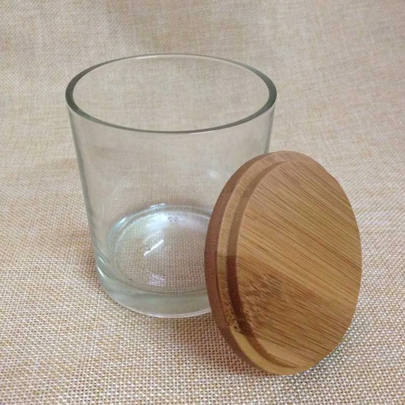 Wood/bamboo Lids Glass Candle Cups Candleholder Decorative Gift 200ml ...