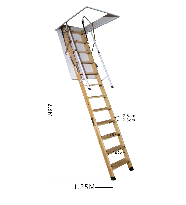 Solid Wood Attic Loft Ladder Buy Loft Ladder With Handrail