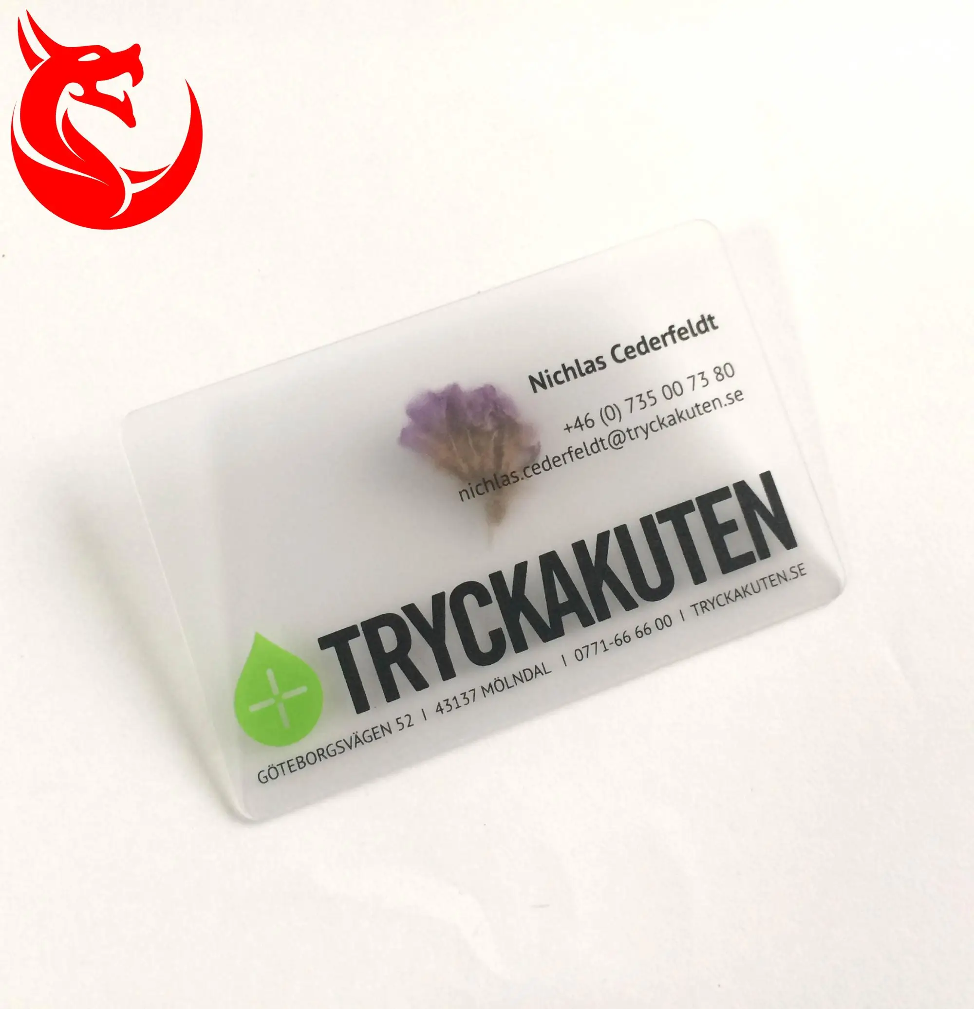 innovative pvc clear frosted plastic business card