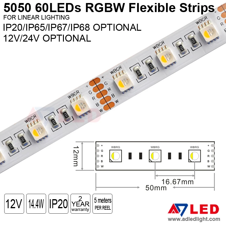Custom us popular ul 24v 5050 60leds/m led rgbw light strip for game machine