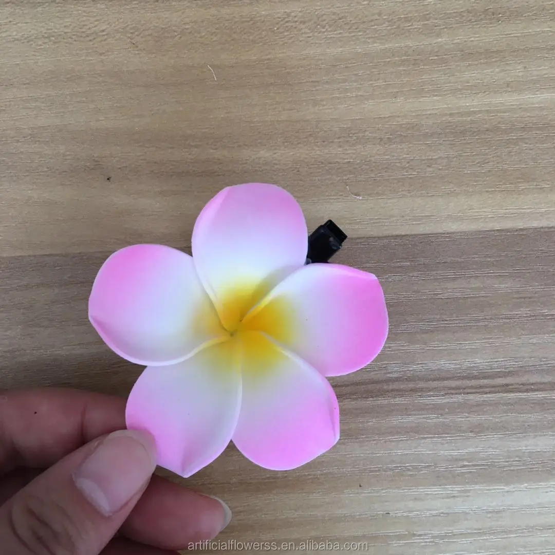 Wholesale Eva Foam Plumeria Flowers Artificial Frangipani Hair Clip