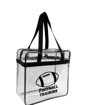 Pocket In Front Clear Plastic 12 X 6 Nfl Stadium Roved Tote Bag With Black Handles