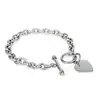 Charms Bracelet Heart Toggle I Love You To The Moon and Back Stainless Steel Chain 7.5"