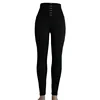 Female black high waist button hip casual leggings slim trousers sublimation trousers