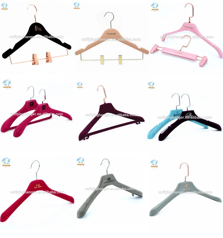 Thick Black Velvet Coat Hanger With Logo For Clothes Buy Thick Black