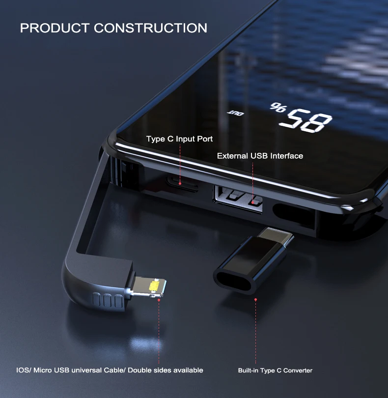 New Arrival product fantasy black qi wireless power bank 12000mAh for all smartphone - ANKUX.COM