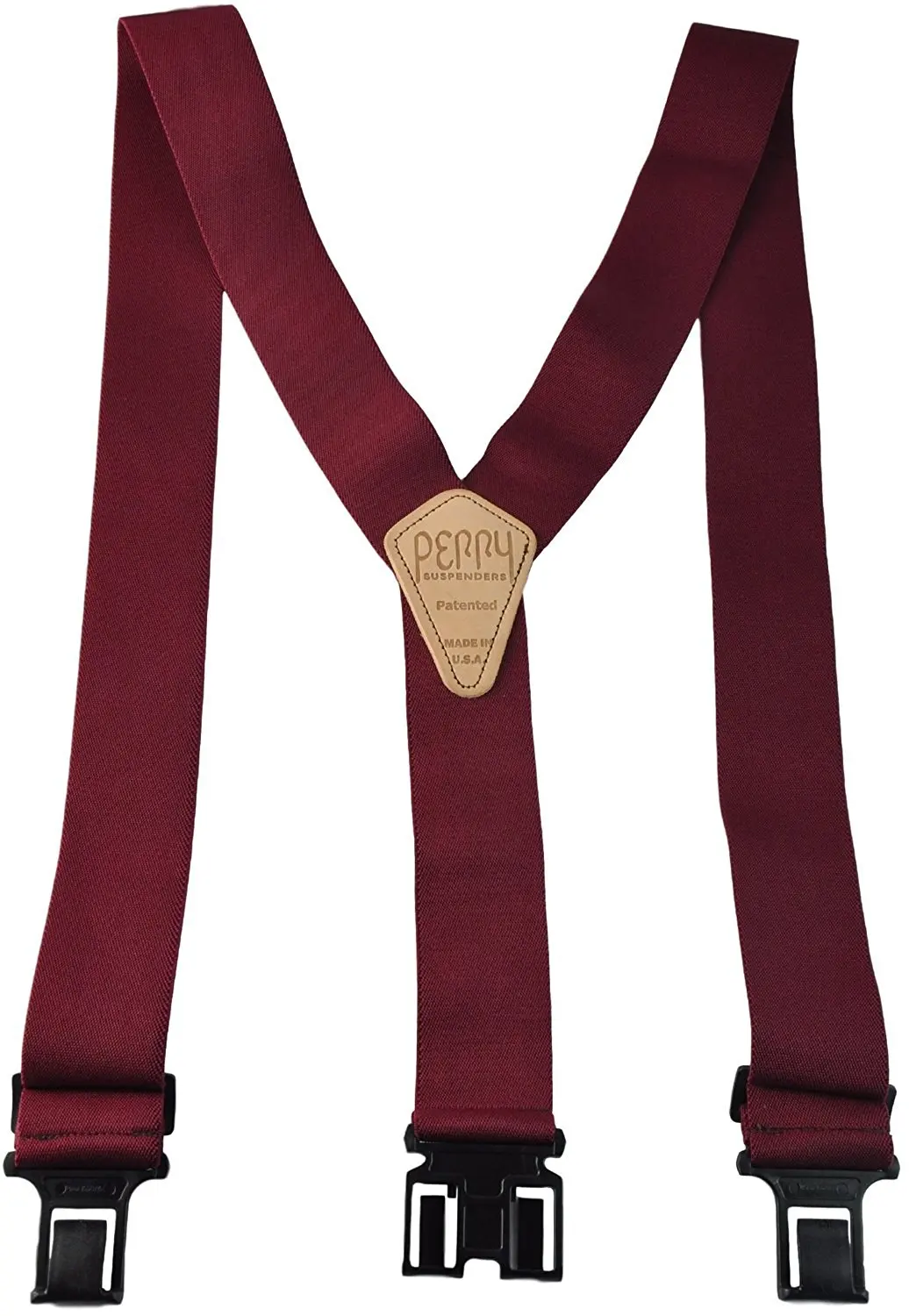 Perry Products SN200 Men's Clip-On 2-in Suspenders(Regular, Burgandy)