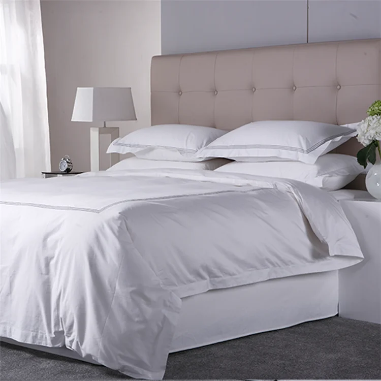 Wholesale High Quality Luxury Hotel White Cotton Bedding Sets,Hotel