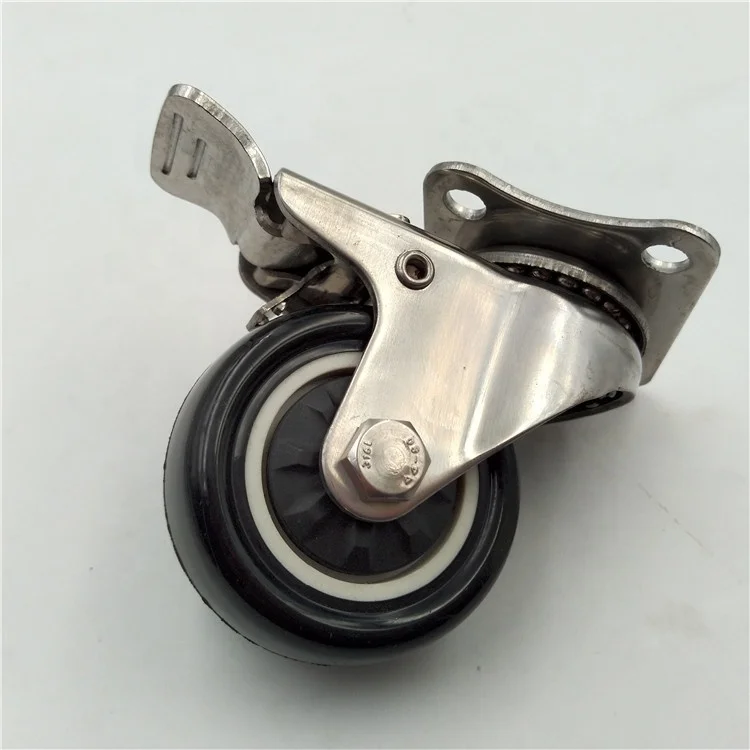 1.5 inch rubber wheels 304 stainless steel casters