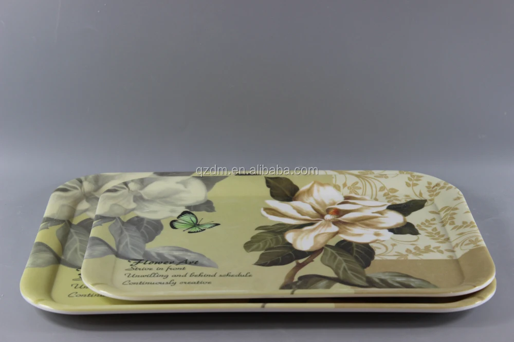 Square Shape Melamine Tray Set Of 2 Sizes(Non-Slip Surface)