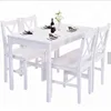 Modern Pine Wood Dining Table Set In White Color1+4