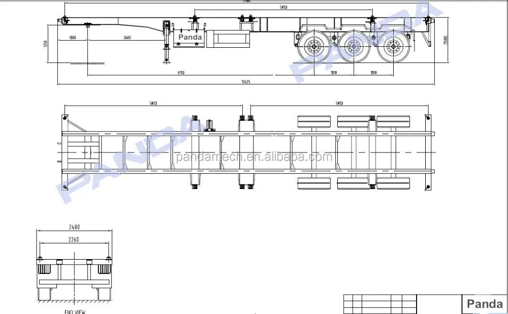 Tri-axle Skeleton Container Carrier/ 40 Feet Tractor Trailer Chassis ...