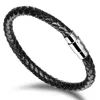 Classic Style For Men Braided Leather Bracelet with Stainless Steel Magnetic Clasp