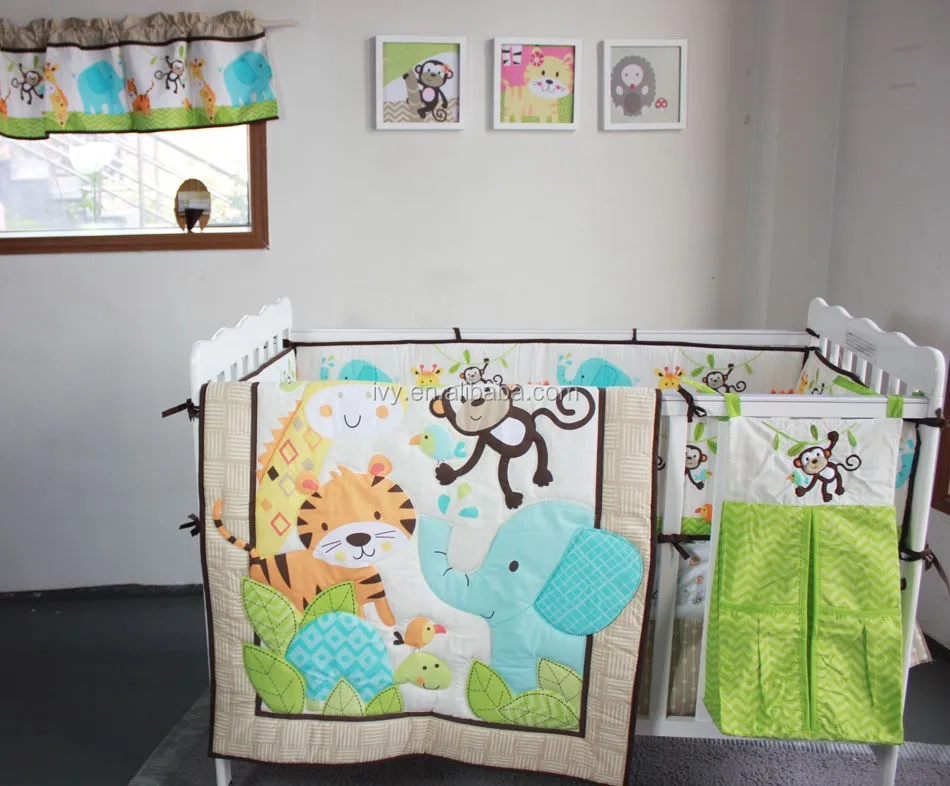 Baby Nursery Jungle Monkeys Patchwork Crib Bedding Set Buy Crib Baby