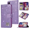 For iPhone XR Case Cover Folio Flip Leather Bling Diamond Glitter Leather Card Wallet Stand Flip Case for iPhone XS Max XS