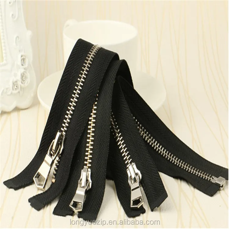 Open End High Polished Silver Zippers Metal For Textile Buy Zippers