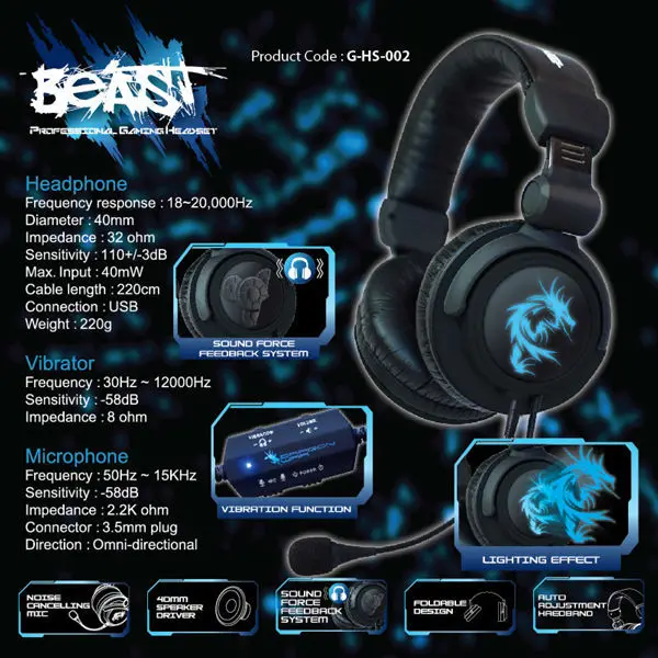 5.1 Ch Sound Force Feedback Led Vibration Gaming Headset Buy Led