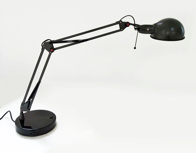 Hotel Bedside Vintage Black Metal Folding LED Desk Lamp with Mobile USB charger and Outlet