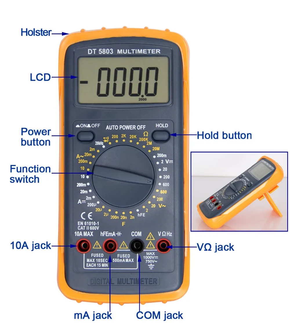 4 1/2 Digits Multimeter Dt5803 With Frequency Buzzer Capacitance Test ...