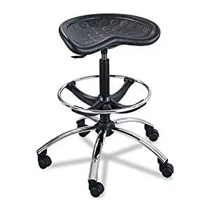 Safco : Sit-Star Stool with Footring & Caster, 27-36h Seat, Black/Chrome -:- Sold as 2 Packs of - 1 - / - Total of 2 Each