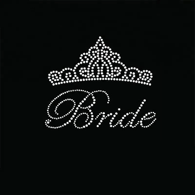 BRIDE iron on transfer white Rhinestone Crystal Wedding motif T shirt