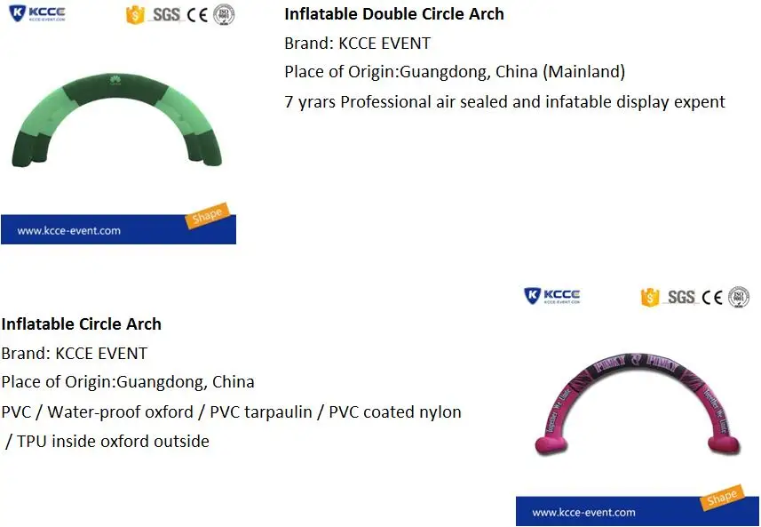 Kaicheng inflatable air sealed tube arch advertising hanging banners arch manufacture//