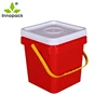 Wholesale recycled 5L 8L plastic bucket square with lid paint liquid pails