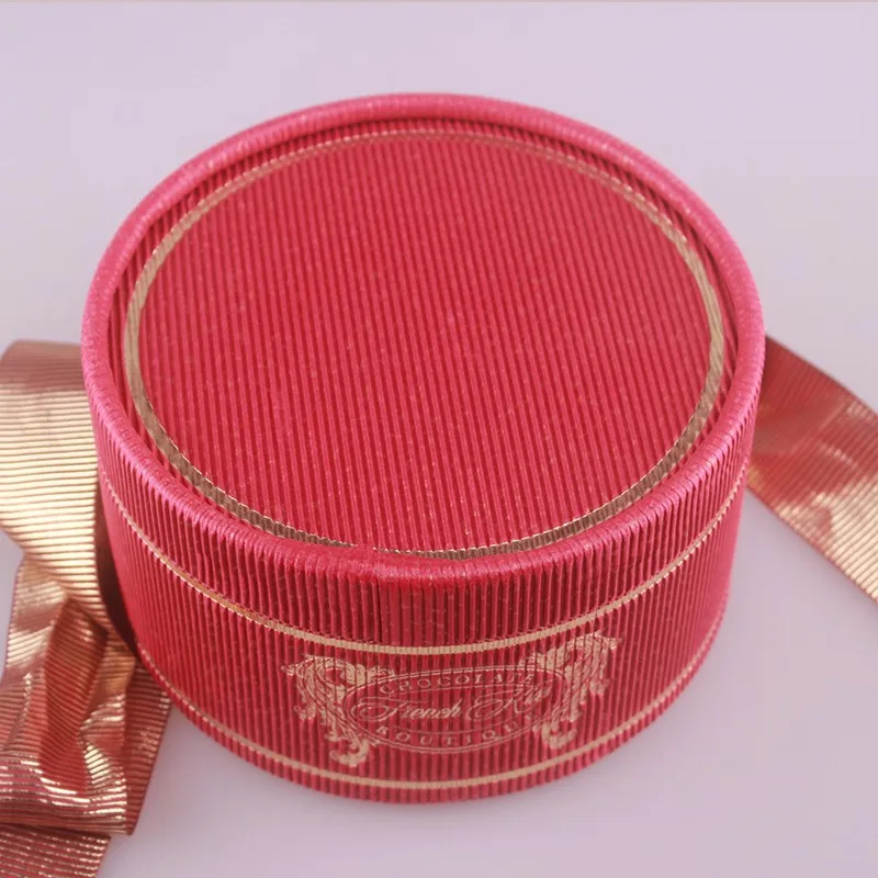 定制纸装饰圣诞糖果礼品盒批发/圆柱纸板巧克力礼品包装盒与丝绸丝带