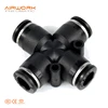 PZA Pneumatic Plastic One Touch air compressor 4 way union cross tube Fittings