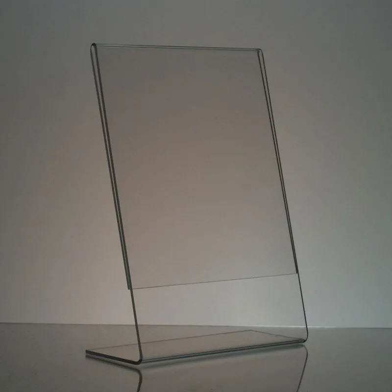Vertical Clear Plastic L Shape Slanted Acrylic Sign Holder 8.5x11 - Buy