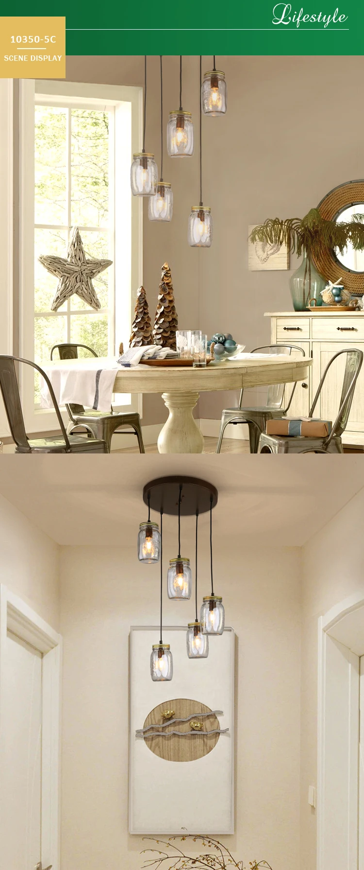 Modern hanging glass bottle wooden pendant night light suitable for home decoration restaurant