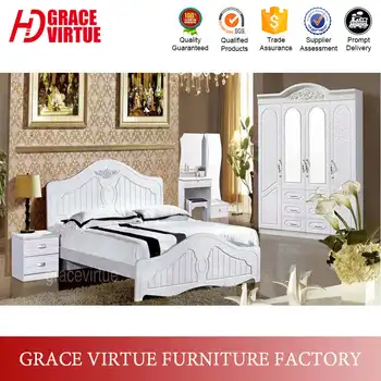 White Pvc Membrane Coated King Size Beds Wooden Carved Headboard White Pvc Membrane Coated King Size Beds Wooden Carved Headboard