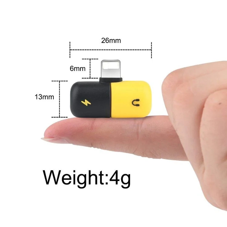 Mini Capsule Design 2-in-1 Jack Adapter Audio and Charge Splitter for iPhone,Double Pports for Music/Call & Charge