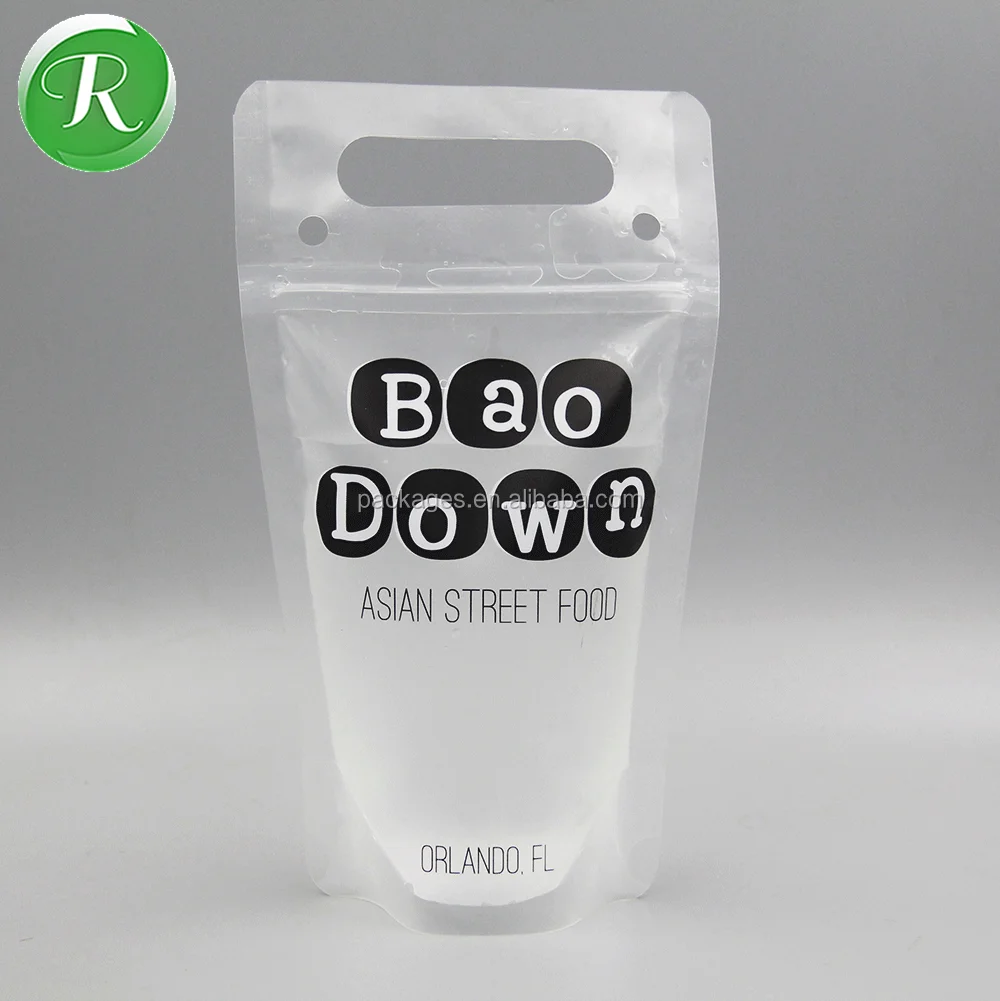 Custom Clear Zipper Drinking Bags New Transparent Reusable Drink Pouch