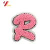 Custom letters shape chenille embroidery patch with iron back