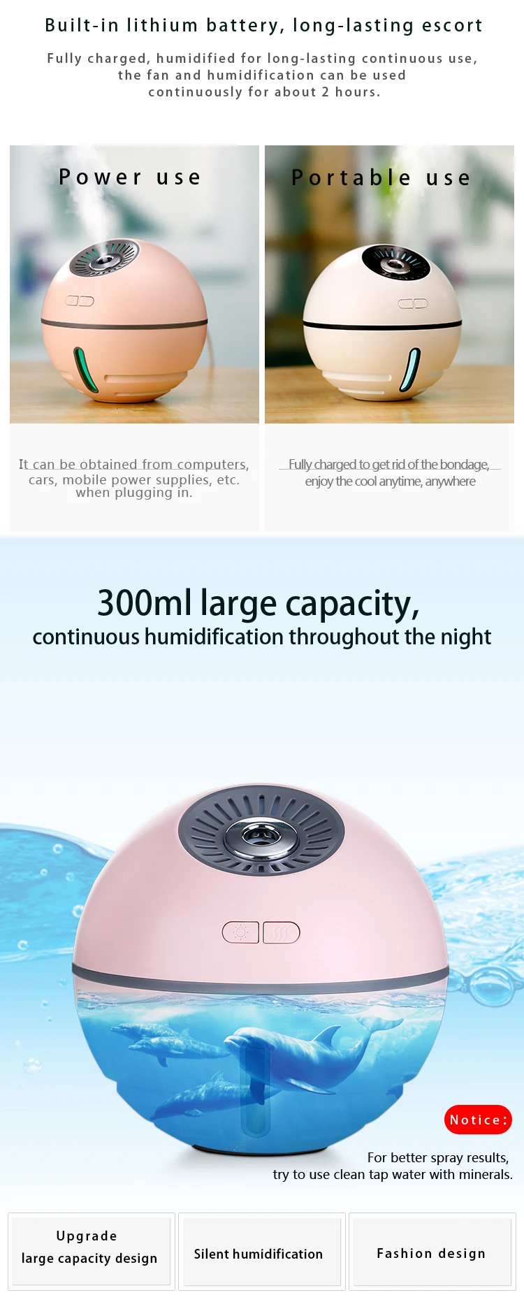 Kc Battery Certificate Space Ball Humidifier Ultrasonic Usb Mini Korean