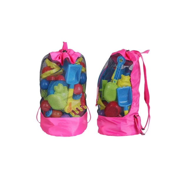 Large Mesh Bag Child Toys Storage Bags Durable Drawstring Kids Beach Backpack Swim and Pool Beach Bag Tote Packs Beach Toys Bag Blue Stay Away from Sand and Water,Toys are Not Included 