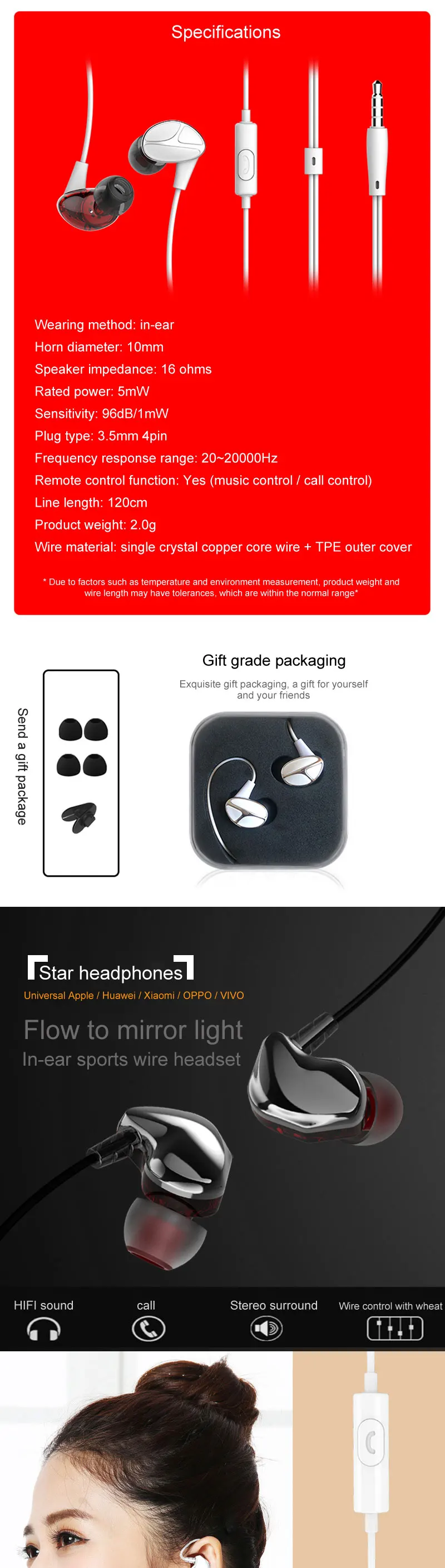 Sound Earphone In-Ear Sport Earphones with mic for xiaomi iPhone Samsung Headset fone de ouvido auriculares MP3