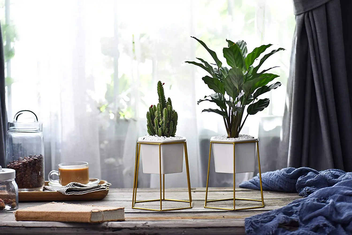 gold flower pot rack