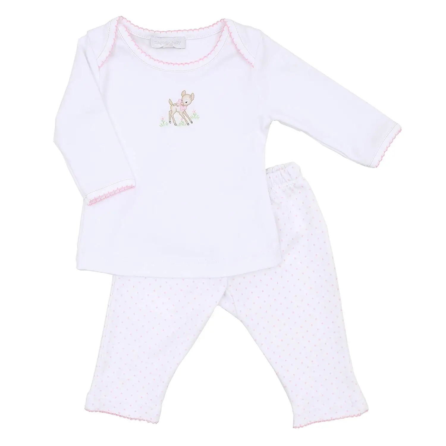 Magnolia Baby Baby Girl Vintage Fawn Embroidered Ruffle Hat Pink