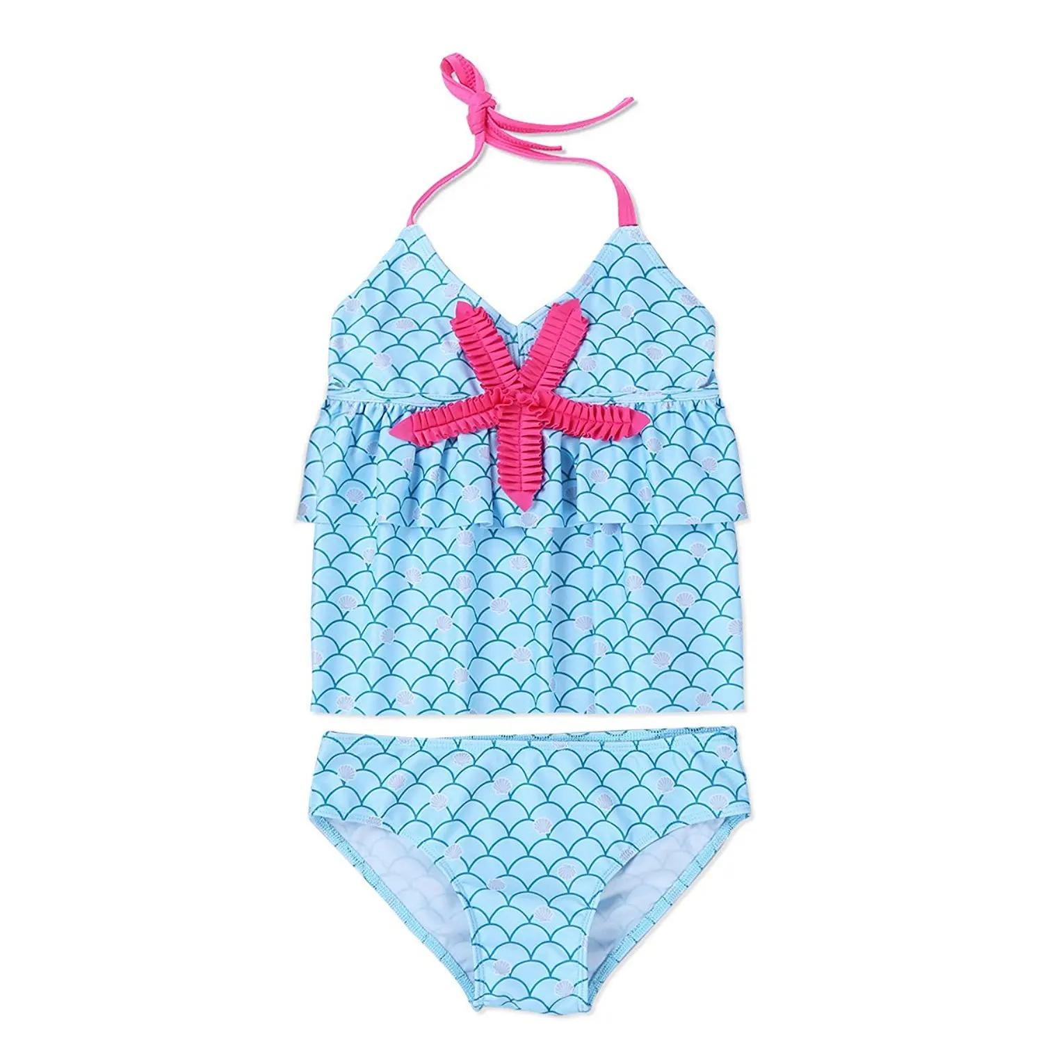 Buy iiniim Girls 2 Piece Halter Tankini Swimsuit Mermaid Ruffle Tank ...