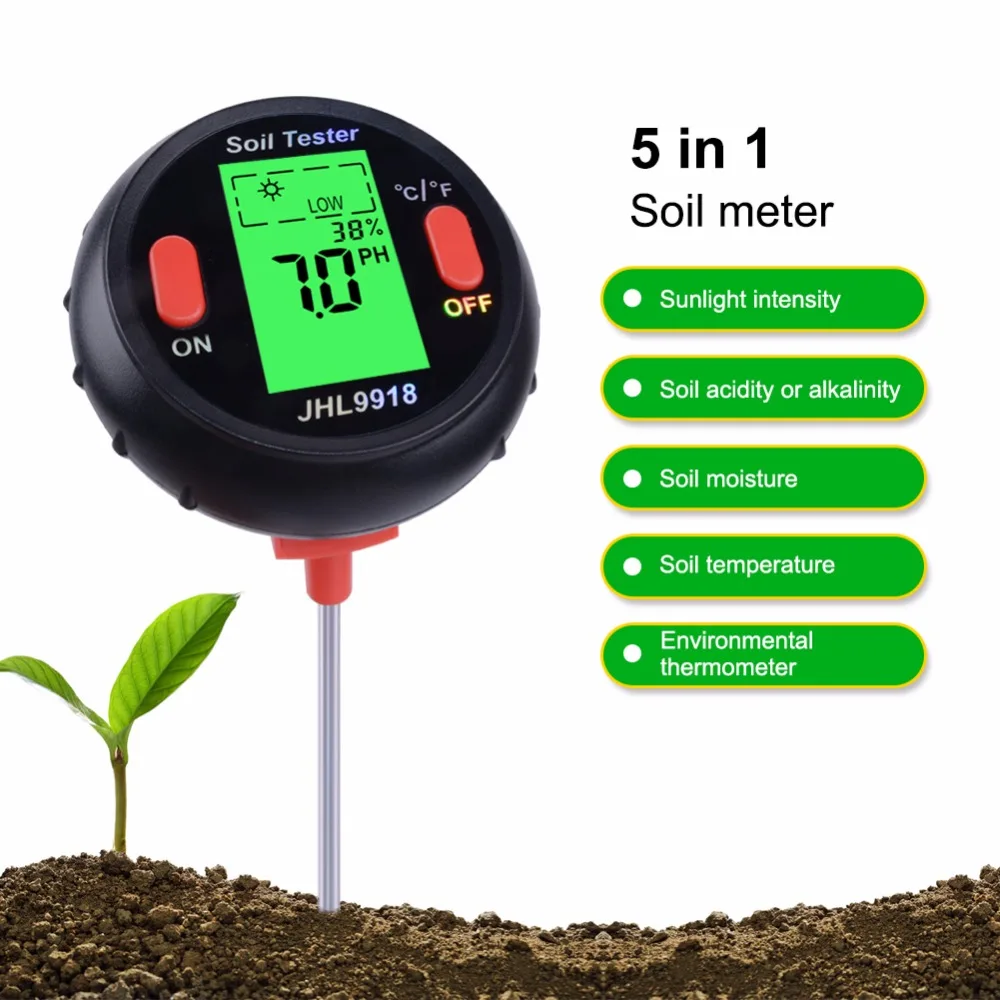5 In1 Soil Teste Moisture Meter Light And Ph Acidity Tester Oem Digital