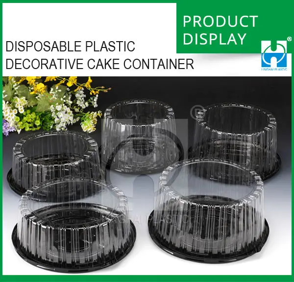 Disposable Plastic Decorative Cake Container Round Plastic Clear Cake