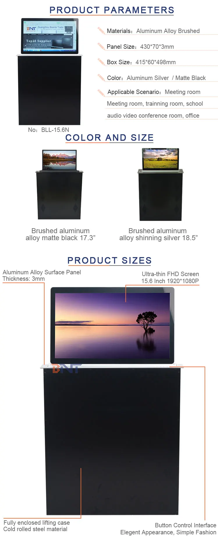 Slim Lcd Monitor Lift Mechanism / Tv Motorized Pop Up System With Hd