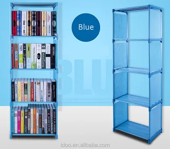 Diy Modern Portable Non Woven Kids Plastic Bookshelf Bookcase
