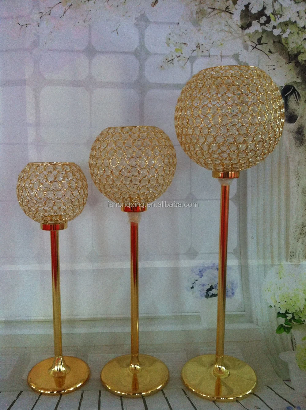 Tall Crystal Globe Candles Holder Wedding Candelabra On Tall Crystal Globe Candles Holder Wedding Candelabra On Gold