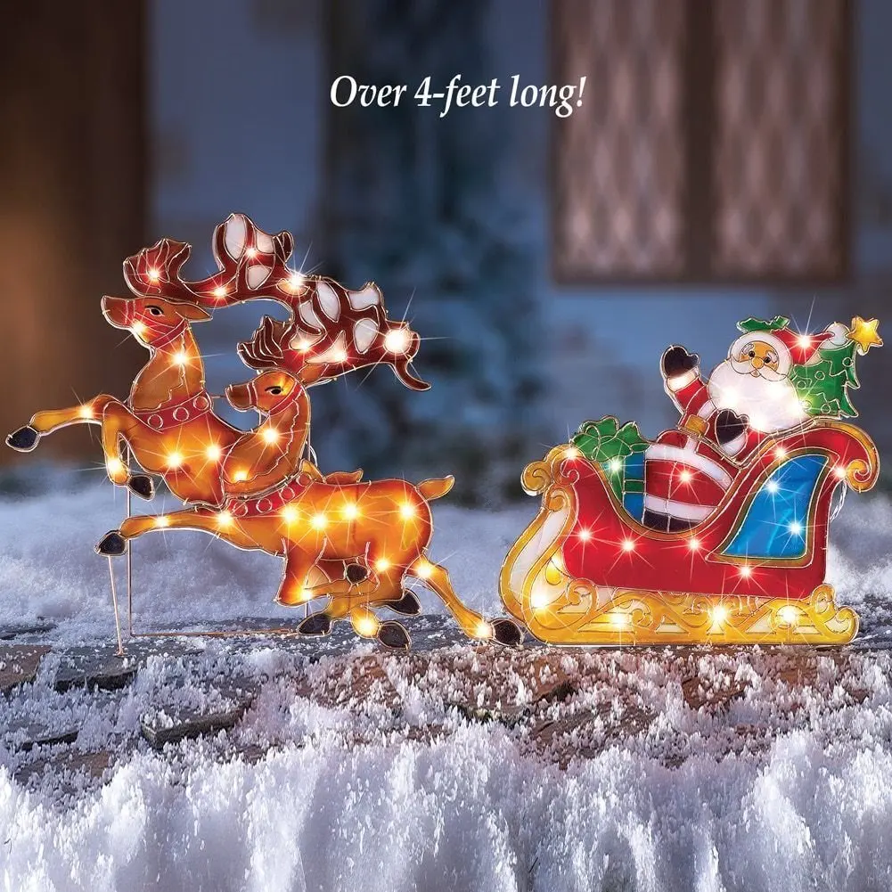get quotations bestbuystore us 4 feet long huge lighted santa claus on sleigh ride outdoor christmas decoration - Outdoor Christmas Sleigh Decorations get quotations bestbuystore us 4 feet long huge lighted santa claus on sleigh ride outdoor christmas decoration - Outdoor Christmas Sleigh Decorations